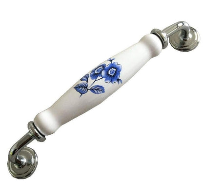 Poignées de tiroir bleues et blanches pour armoires 76 96 128 160 192 mm