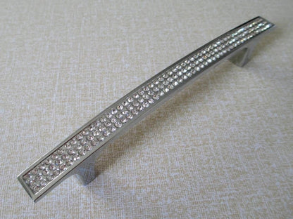 Crystal Drawer Pulls, Rhinestone Cabinet Handles, Polished Chrome, 3.75", 5", 6.25" Center