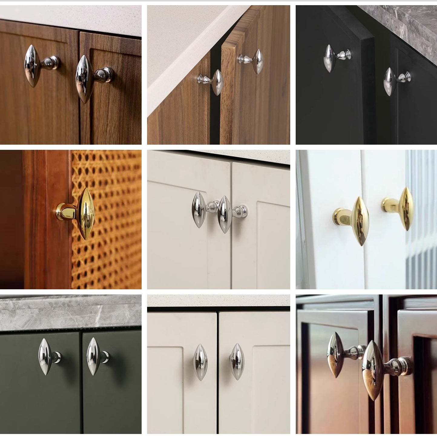 Olive Cabinet Knobs Gold Silver Bronze Drawer Pulls Art Dec Modern Unique
