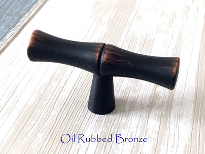 T Shaped Knob Bamboo Drawer Handles, Bronze Gold Pewter Nickel Chrome