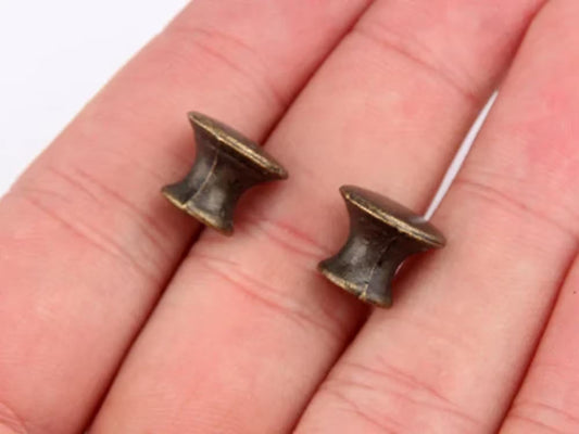 1/2" Dia Small Drawer Knob Tiny Rustic Knobs Jewelry Box Pulls Antique Bronze