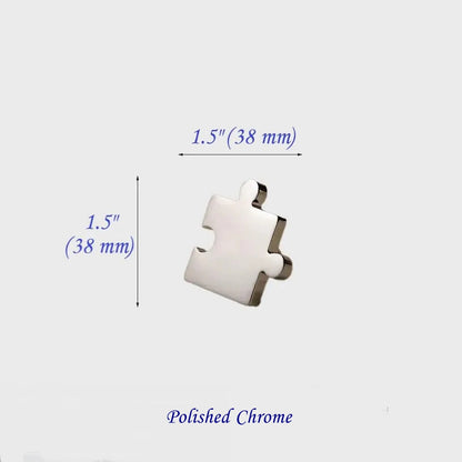 Puzzle Piece Brass Knobs, Nursery Dresser Pull, Kids Cabinet Hardware, Gold Polished Chrome