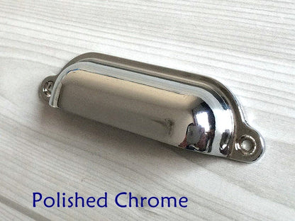 3.75" Centers Cup Drawer Pull, Gold, Silver, Bronze, Nickel, Pewter