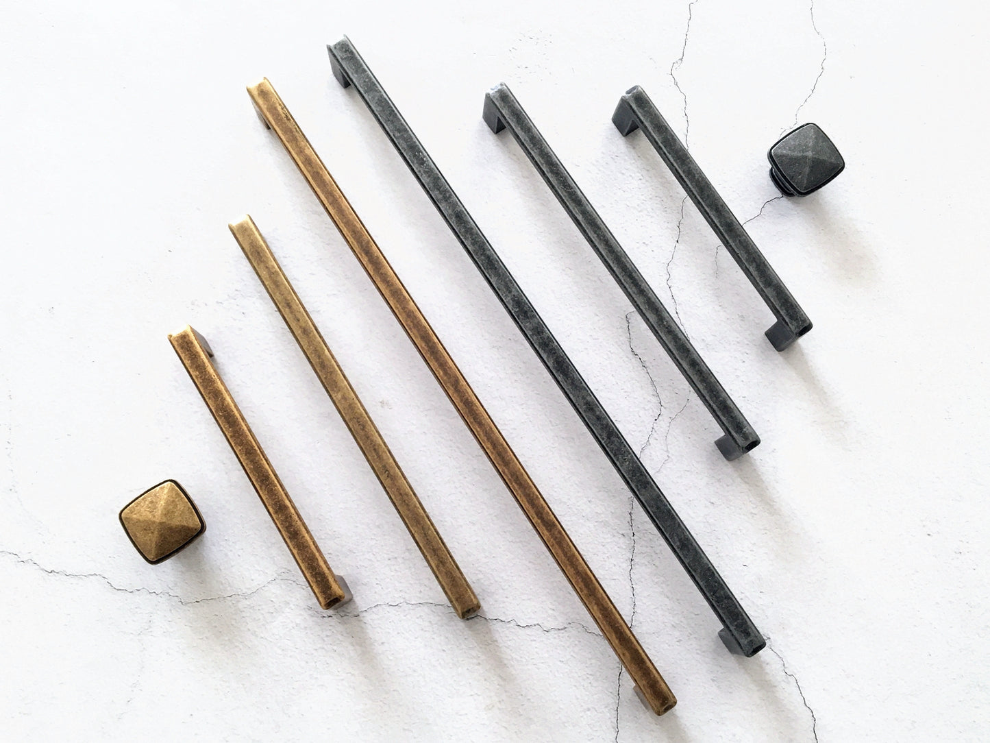 Pewter Cabinet Pulls Hardware Kitchen Handles Simple Square Drawer Knobs