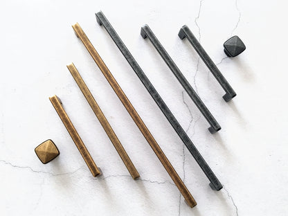 Pewter Cabinet Pulls Hardware Kitchen Handles Simple Square Drawer Knobs