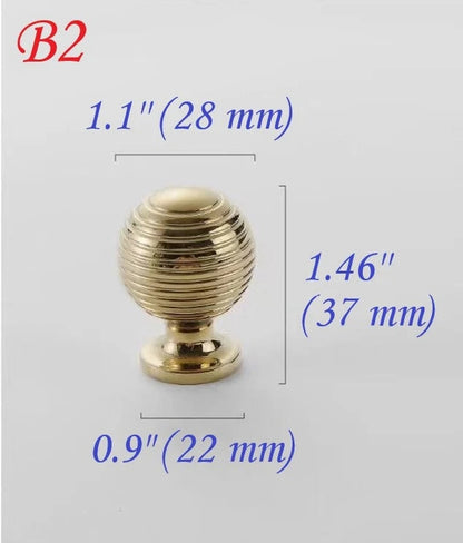 Polished Brass Beehive Drawer Knobs Cabinet Pull Kitchen Hardware 