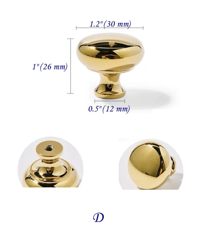 Polished Gold Brass Cabinet Pulls Handles Kitchen Hardware Art Deco Drawer Knob