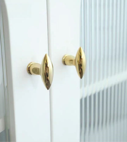 Polished Gold Olive Drawer Pulls Kitchen Cabinet Door Knobs Modern