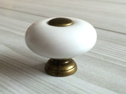 Porcelain Knobs White Small Cabinet Handle Drawer Pull