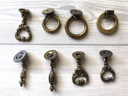 Antique Bronze Drawer Pull Drop Ring Vintage Style Hardware
