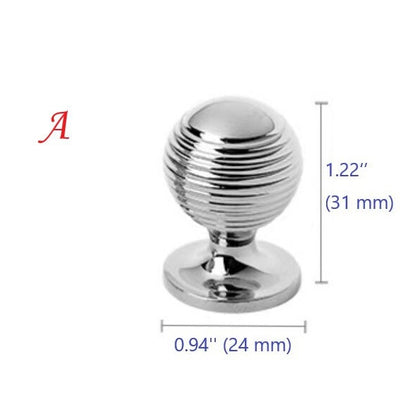 Beehive Brass Cabinet Pulls and Knobs, Polished Gold and Chrome, Luxurious