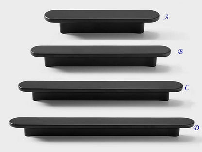 Flat Cabinet Pull Handles, Round Ends, Brushed Nickel, Brushed Gold, Black