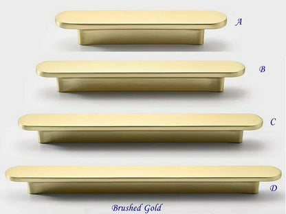 Flat Cabinet Pull Handles, Round Ends, Brushed Nickel, Brushed Gold, Black