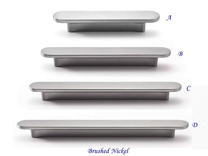 Flat Cabinet Pull Handles, Round Ends, Brushed Nickel, Brushed Gold, Black