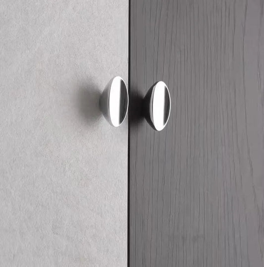 Silver Oval Cabinet Knobs Drawer Pulls Kitchen Hardware Modern Contemporay