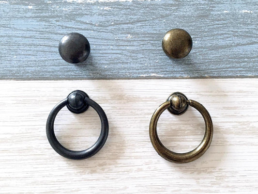 Small Ring Drawer Pulls Antique Broze