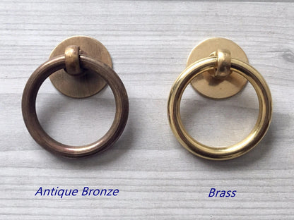 Poignée de commode en laiton, bouton de tiroir à anneau, bronze antique, non laqué
