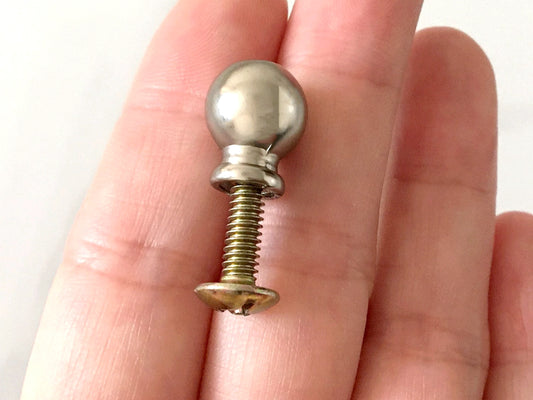 7/16" 11 mm Dia Jewelry Box Knobs Small Nickel Silver Drawer Pulls Tiny