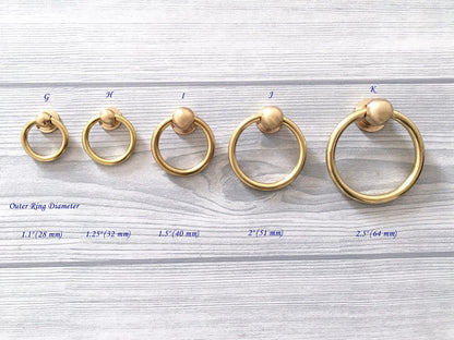 unlaquered brassd cabinet pulls drop ring