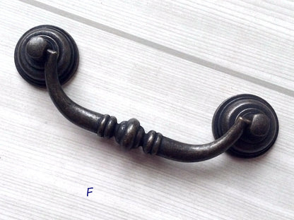 3,5" 4,25" Zentren Antik Silber Swing Bail Griff &amp; Anhänger Drop Ring Pull