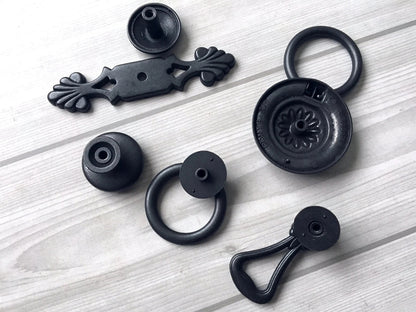 Vintage Style Cabinet Knob Back Plate Drop Ring Drawer Pulls Kitchen Hardware