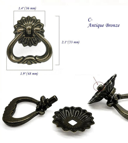 Vintage Style Drop Knob Rings Drawer Pulls Dresser Hardware