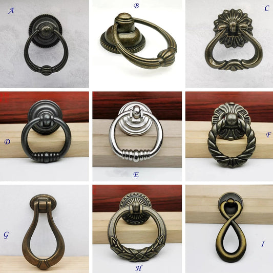 Vintage Style Drop Ring Drawer Pull Cabinet Hardware Antique Bronze Black
