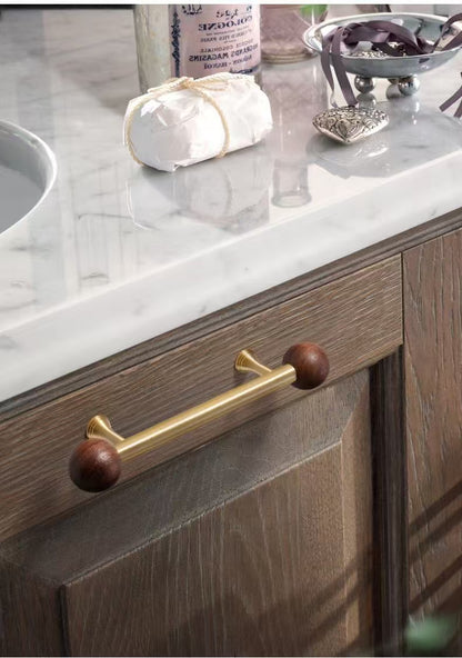 Walnut Brass Dresser Drawer Pulls Hardware