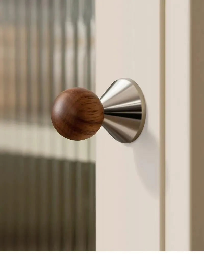 Walnut Cabinet Door Knob Drawer Pulls Chrome Modern Sleek