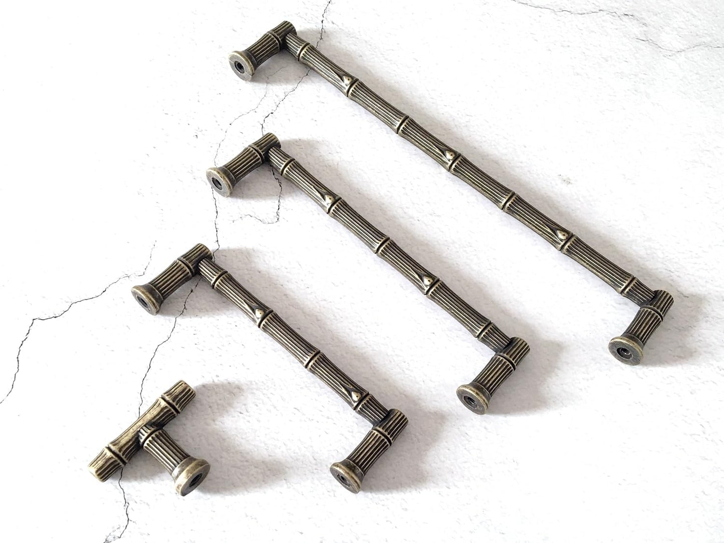Bamboo Drawer Pulls Cabinet Handle Hardware Antique Bronze 96 128 192 mm Holes