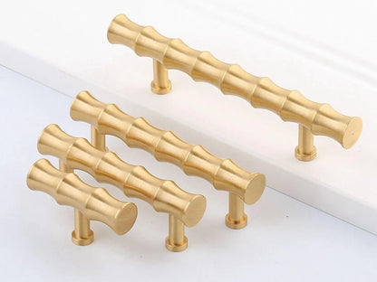 Poignées de tiroir en laiton pour armoires et tiroirs, 2,5", 2,75", 3", 3,3", quincaillerie en bambou