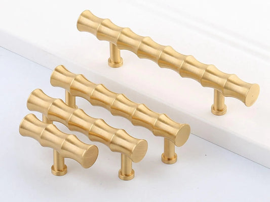 Poignées de tiroir en laiton pour armoires et tiroirs, 2,5", 2,75", 3", 3,3", quincaillerie en bambou