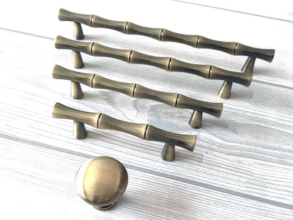 Poignée de meuble en bambou en forme de T, bronze brossé | Lynns Hardware