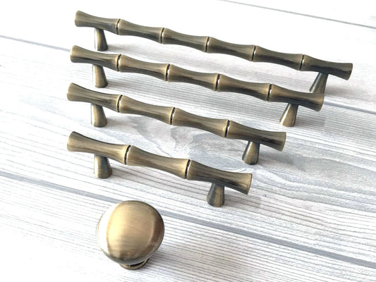Bambus-Schrankgriff T-förmiger Knopf Gebürstete Bronze | Lynns Hardware